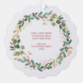 Moderne krans en schrift | Prettig kerstfeest Ornament Kaart (Achterkant)