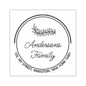 Moderne Krans Familienaam Blad Rubberstempel (Afrduk)