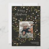 Moderne krans groene kerst familie 4 foto's feestdagenkaart (Voorkant)