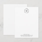 Moderne krans Handgeschreven Monogram Initialen Notitiekaartje (Voorkant / Achterkant)
