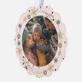 Moderne krans met Script Vrolijk Kerstfeest Ornament Kaart (Links)