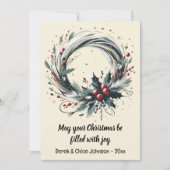 Moderne Krans met Vakantie Bessen Kerst Kaart (Voorkant)