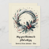 Moderne Krans met Vakantie Bessen Kerst Kaart (Voorkant / Achterkant)