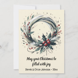 Moderne Krans met Vakantie Bessen Kerst Kaart