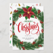 Moderne krans minimaal gebladerte Kerstvakantie Kaart (Voorkant / Achterkant)