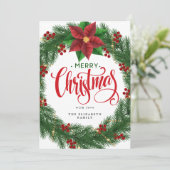 Moderne krans minimale bladeren Kerstfeest Kaart (Staand voorkant)