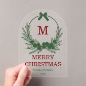Moderne Krans Monogram Merry Christmas  Acryl Uitnodigingen (Insitu (Draagbaar))