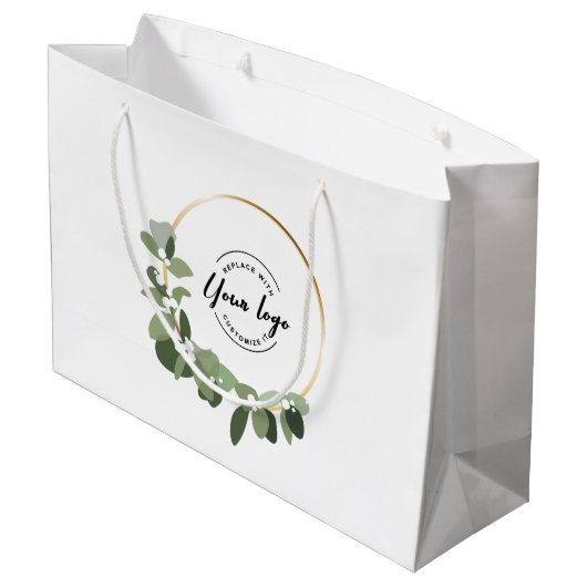 Moderne Krans Uw logo hier Aangepaste Feestdagen Groot Cadeauzakje (Achterkant Gekanteld)