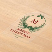 Moderne Krans Vrolijke Kerst Acryl Kaart Acryl Uitnodigingen (Laagn)