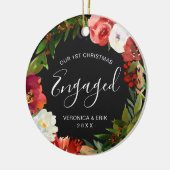 Moderne kransfoto Eerste Kerstmis Betrokken Keramisch Ornament (Links)