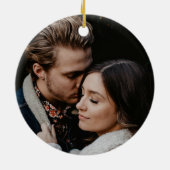 Moderne kransfoto Eerste Kerstmis Betrokken Keramisch Ornament (Achterkant)