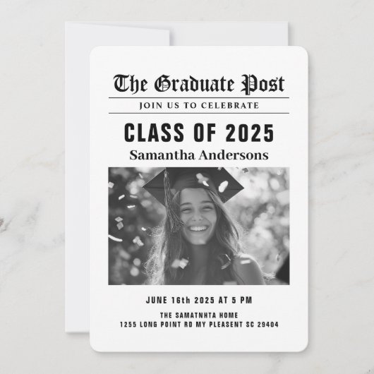 Moderne krant Afstuderen foto Kaart (Voorkant)