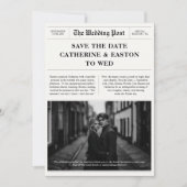 Moderne krant Bewaar de datum Kaart voor bruiloft (Voorkant)