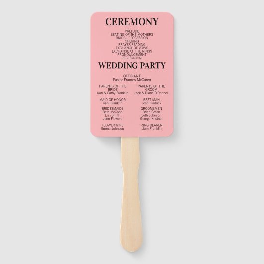 Moderne krant bruiloft gunst ceremonie tijdlijn handwaaier (Achterkant)