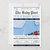 Moderne krant foto Boy Baby shower Kaart (Voorkant)