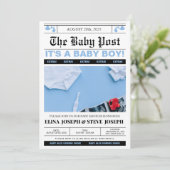 Moderne krant foto Boy Baby shower Kaart (Staand voorkant)