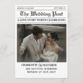 Moderne Krant Foto Zwart Witte Bruiloft Programmakaart (Voorkant)