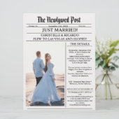 Moderne krant huwelijksadvertentie net getrouwd be kaart (Staand voorkant)