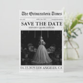 Moderne krant quinceañera foto opslaan van de datu kaart (Staand voorkant)