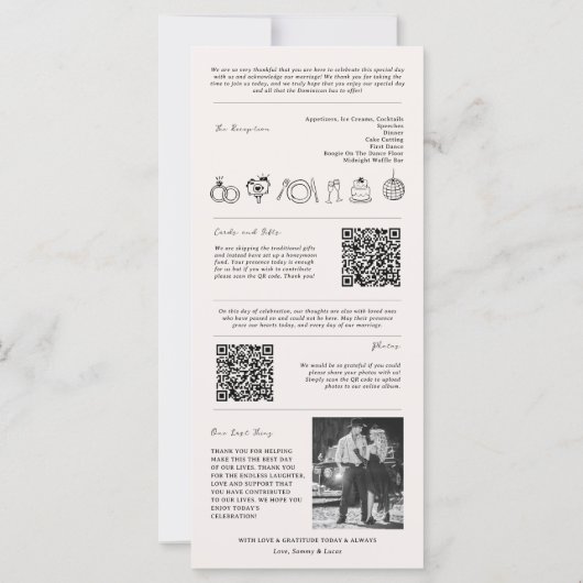 Moderne krant tijdlijn bruiloft programma (Achterkant)