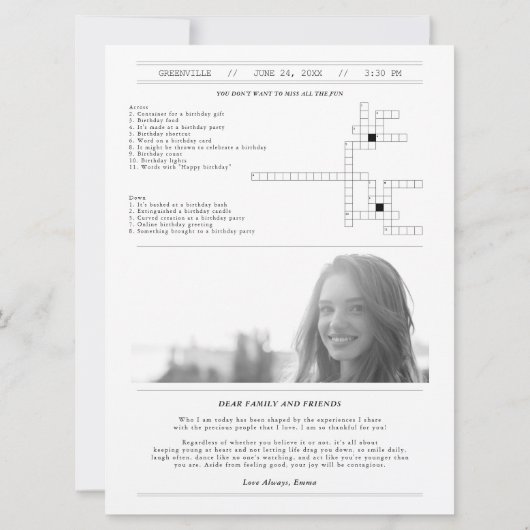 Moderne krant verjaardagsfeestje (Achterkant)