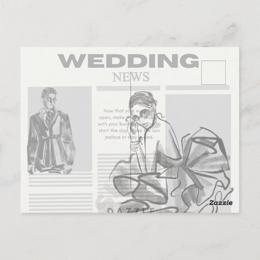  moderne krantenstijl bruiloft briefkaart (Achterkant)