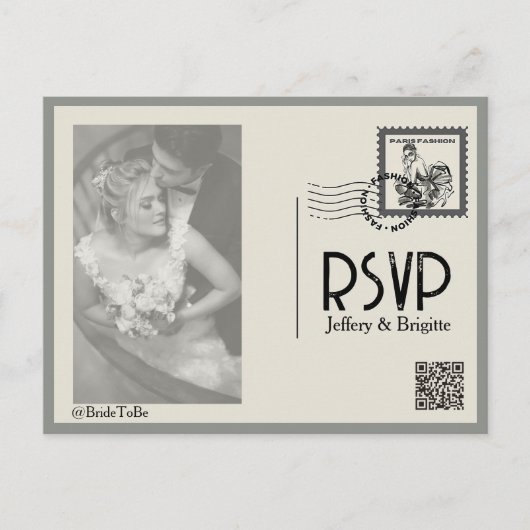  moderne krantenstijl bruiloft briefkaart (Voorkant)