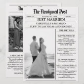 Moderne krantenvlucht net getrouwd aangekondigd kaart (Voorkant / Achterkant)