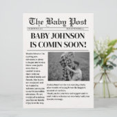 Moderne krantenzwangerschap Baby Aankondiging (Staand voorkant)