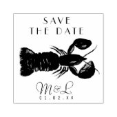 Moderne kreeft oceaan Save the Date Design Stamp Rubberstempel (Afrduk)