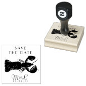 Moderne Kreeft Oceaan Save the Date Ontwerp Stempe Rubberstempel (Gestempeld)