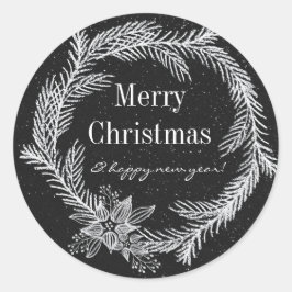 Moderne krijt Snowy krans vakantie Ronde Sticker