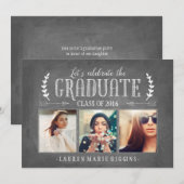 Moderne Krijtbord Graduation Party Fotocollage Kaart (Voorkant / Achterkant)