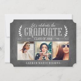 Moderne Krijtbord Graduation Party Fotocollage Kaart