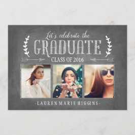 Moderne Krijtbord Graduation Party Fotocollage Kaart
