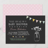 Moderne krijtbord roze babyshower uitnodiging (Voorkant / Achterkant)