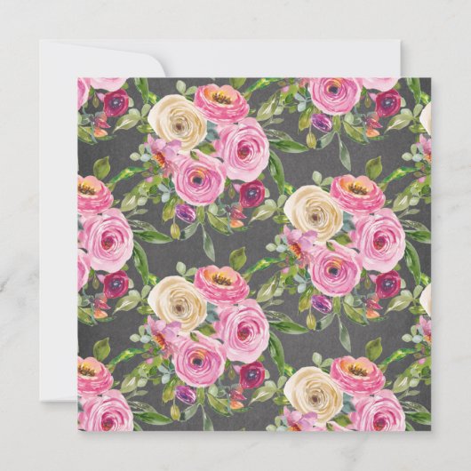 Moderne Krijtbord Roze Bloembevestiging Kaart (Achterkant)