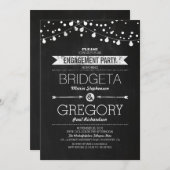 Moderne Krijtbord String Lights Engagement Party Kaart (Voorkant / Achterkant)