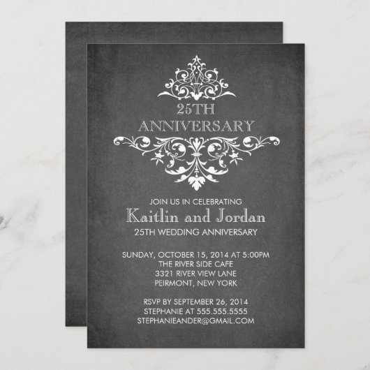 Moderne Krijtbord Versiering Jubileumfeest Kaart (Voorkant / Achterkant)