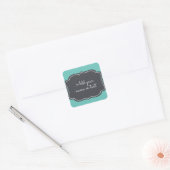 Moderne krijtbordlijst Aanpasbaar Aqua Vierkante Sticker (Envelop)