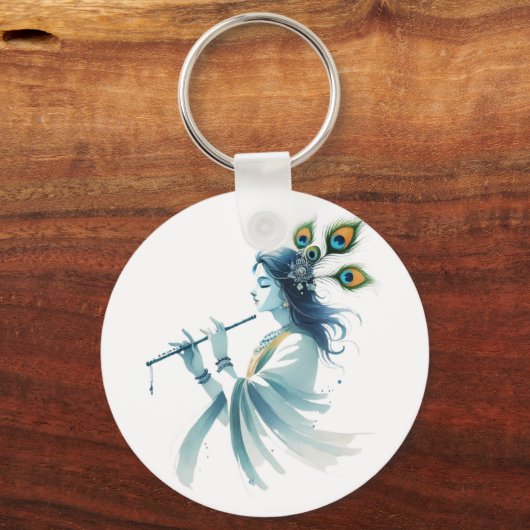 Moderne Krishna-print – mix van traditie Sleutelhanger (Achterkant)