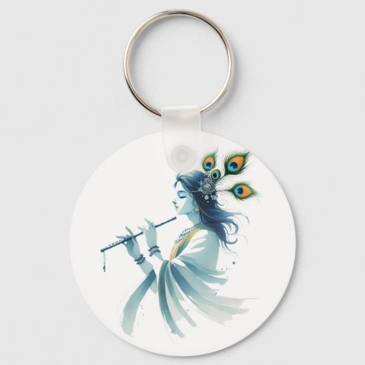 Moderne Krishna-print – mix van traditie Sleutelhanger (Achterkant)