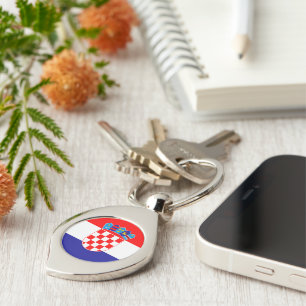 Moderne Kroatische Vlag Met Wapen Cute Sleutelhanger