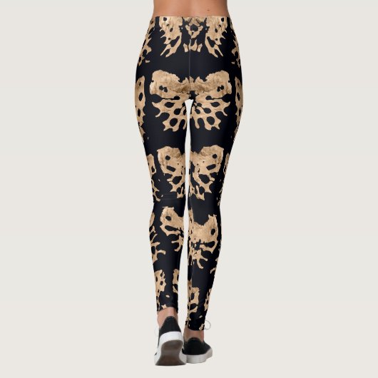 Moderne krokodillenpatroon in roos goud en zwart leggings (Achterkant)