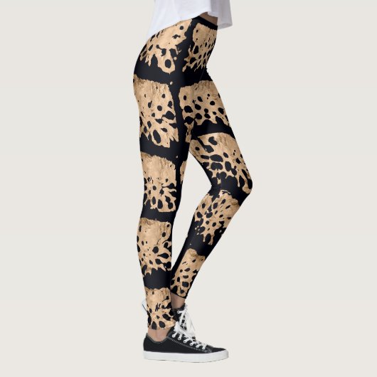 Moderne krokodillenpatroon in roos goud en zwart leggings (Rechts)