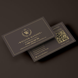 Moderne Kroon Initiële Professionele Espresso QR Visitekaartje