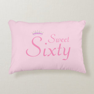 Moderne Kroon Sweet Sixty op Licht Roze Accent Kussen