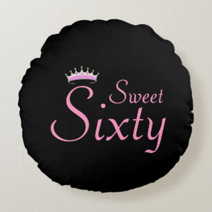 Moderne Kroon Sweet Sixty op Zwart Rond Kussen