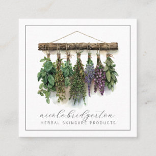 Moderne kruiden huidverzorgingsproducten kruiden b vierkante visitekaartje