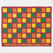 Moderne kruidige kleuren Geometrische vierkanten F Fleece Deken (Voorkant (Horizontaal))